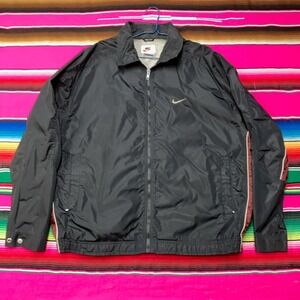 Vintage 90s Nike White Tag Windbreaker Jacket Men's XL Black Swoosh Vented Nylon